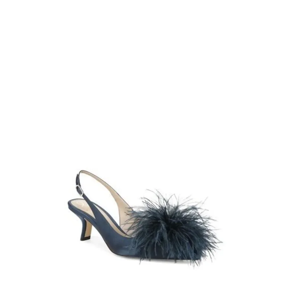 Sam Edelman‎ Bianka Feather Slingback Pump Elegant Party Heels Women